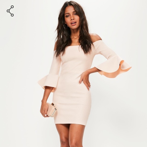 Missguided Dresses & Skirts - Missguided Bardot nude dress